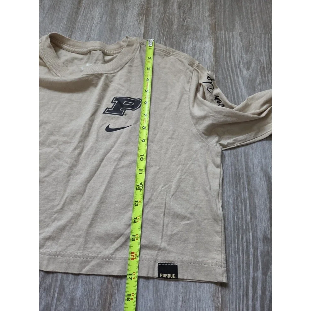 Nike Purdue Boilermakers Cropped Long Sleeve Tee Beige Loose Fit Womens S EUC